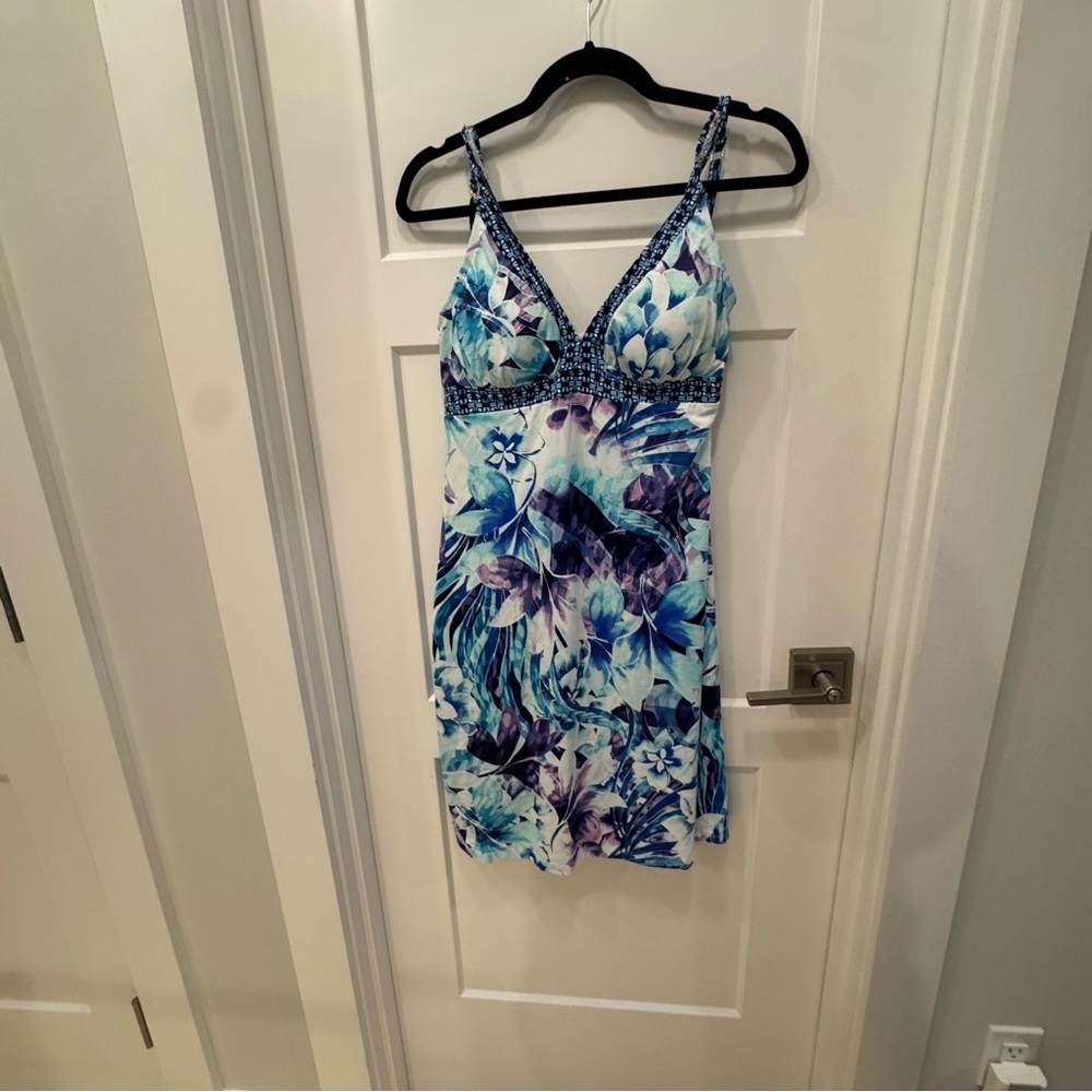 Tommy Bahama Blue and White Floral Dress Small